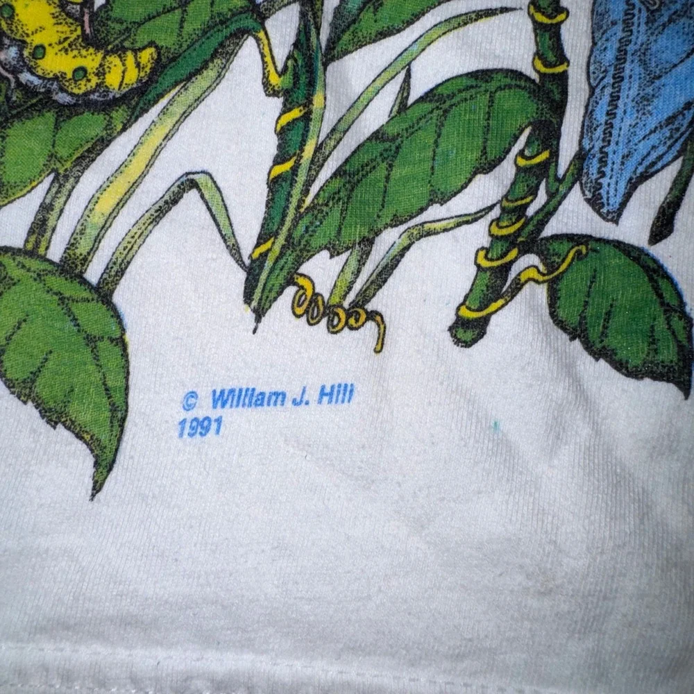 Hanes T-Shirt Kids S White Excellent 1991 William J Hill Nature Graphic Vintage
